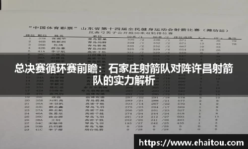 总决赛循环赛前瞻：石家庄射箭队对阵许昌射箭队的实力解析